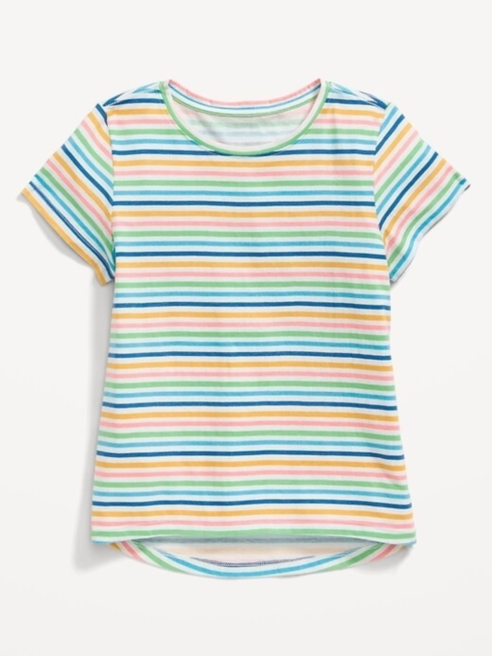 Girls' Rainbow Stripe Short-Sleeve Tee - Multicolor